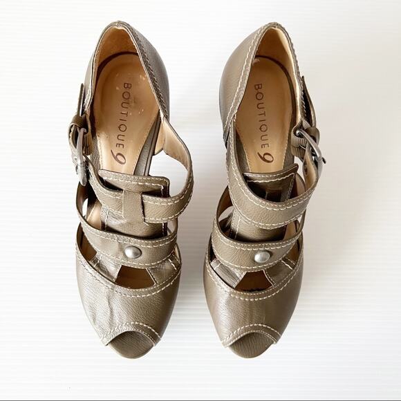 Boutique 9 Platform Leather Strappy Buckle Open Toe Chunky Heels 7.5 - Picture 6 of 10